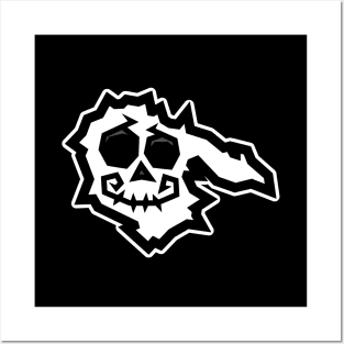 Hornby Island Spooky Skull - Black and White Halloween Vibes - Hornby Island Posters and Art